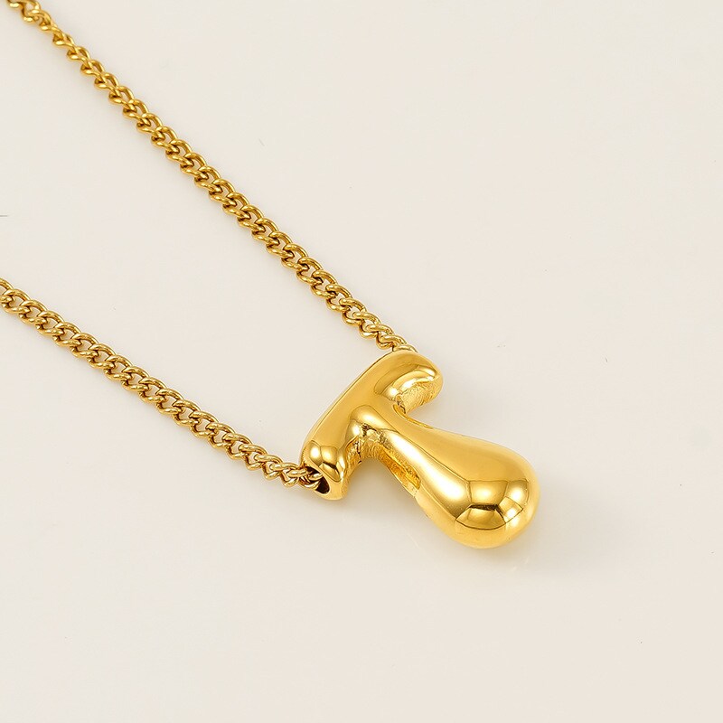 Gold color / 1 Piece Simple Series Daily Letter T Titanium Steel 18K Gold Plated Unisex Pendant Necklaces Picture20